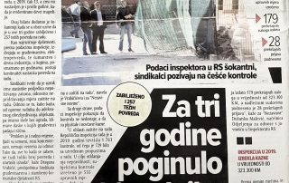 Loše stanje iz oblasti zaštite i zdravlja na radu u Republici Srpkoj